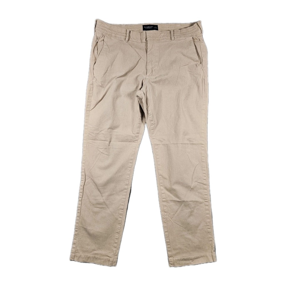 Abercrombie‎ & Fitch Men's XL Slim Taper Stretch Pants Beige Drawstring Cotton
